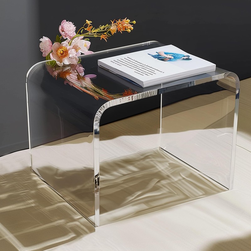 Jusalpha Heavy Duty Acrylic Shower Stool, Clear Acrylic Stands for