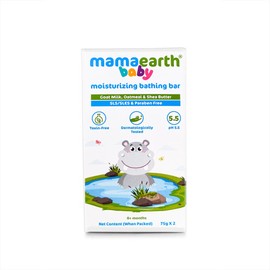 MAMAEARTH Baby Moisturizing Bathing Bar Goat Milk, Oatmeal & Shea Butter 75g × 2 (2.64 oz Each)