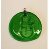Green Snowman Handmade Up-Cycled Glass Bottle Bottom Sun Catcher Ornament