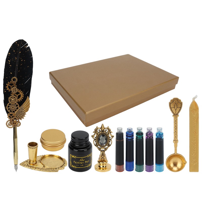 Feather Pen Business Fire Lacquer Stamp European Retro Style Sprinkled