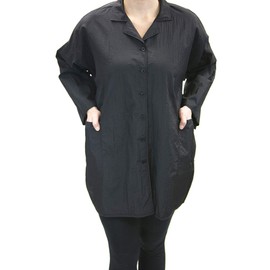 Lab Jacket Long-Sleeve Smock Uniform for Salon Spa Grooming Stylist Barber Groomer (S, Black - Short)