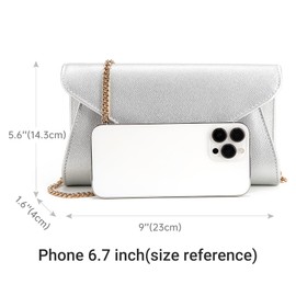 Milisente Clutch Bags For Women Wedding Leather Evening Bag Metallic Shoulder Purse (Embossed Silver)