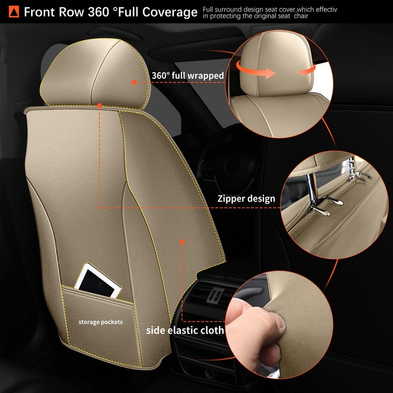 2 Front Car Seat Covers for Kia Sedona 2015-2021: Waterproof