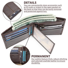 Sunolkie Leather Wallet with Coin Compartment and RFID Protection, Exquisite Durability, Large 14 Compartments, Vintage Coffee Wallet, brown, Classic