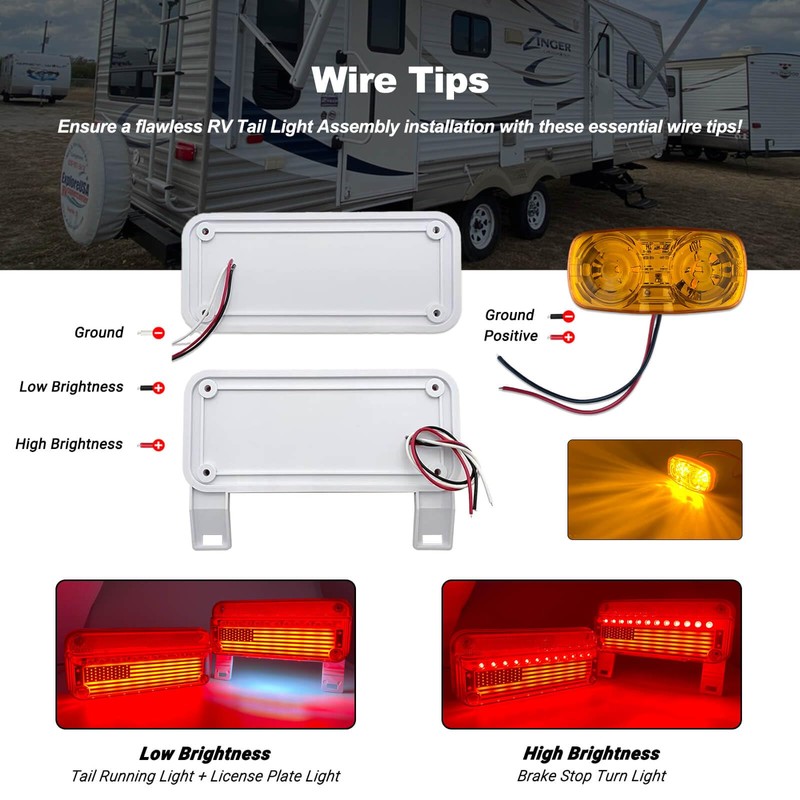 XtraGlow Camper RV Tail Lights Trailer LED Stop Turn Brake