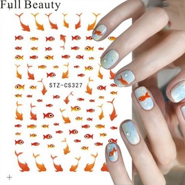 [Overseas] Nail Art Sticker Character Nail Sticker Nail Material Cute Fish Goldfish Carp Nail Sticker Full Beauty Free Size/Stz-Cs 266 Gold (Bare) 50ea