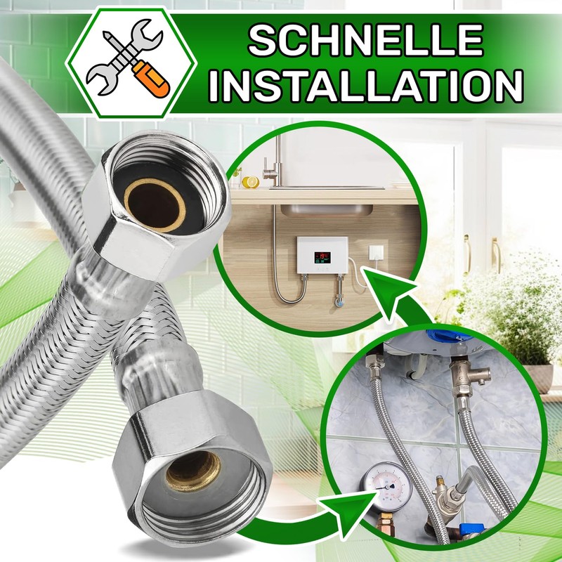 Flexible Water Connection Hose Length 25 cm Diameter 13 mm