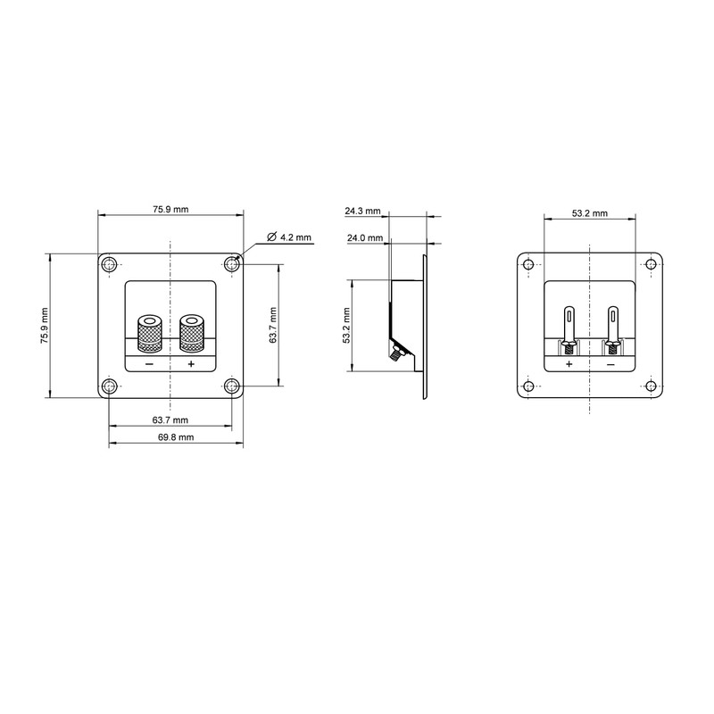cablepelado Set of 2 Square Speaker Terminals