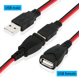 PNGKNYOCN Alligator Clip Jumper Probe to USB Male and Female Test Wre 18AWG Adapter Red and Black Wire Alligator Clip Test Wire 50 cm for Testing the Circuit