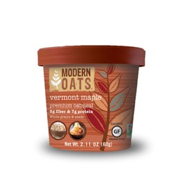 Modern Oats Vermont Maple Instant Oatmeal Cups with Lid, Gluten-Free, Vegan, Non-GMO Oatmeal with Protein & Fiber, Breakfast On the Go, Whole Grain Oats with Real Vermont Maple Sugar & Seeds, 2.6oz (Pack of 12)