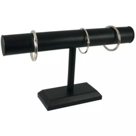 FindingKing Black Faux Leather Bracelet T-Bar Jewelry Chain Display
