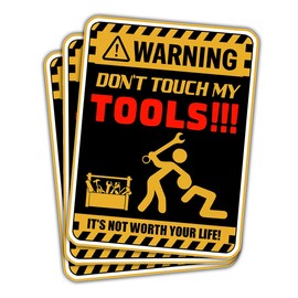 (3PCS) Don't Touch My Tools - It's Not Worth Your Life Sticker, Funny Warning Decal for Tool Boxes, Hard Hat, Car, Welding, Ironworker, Lineman, Electrician, Pipeliner, Blue Collar - 5 Inch
