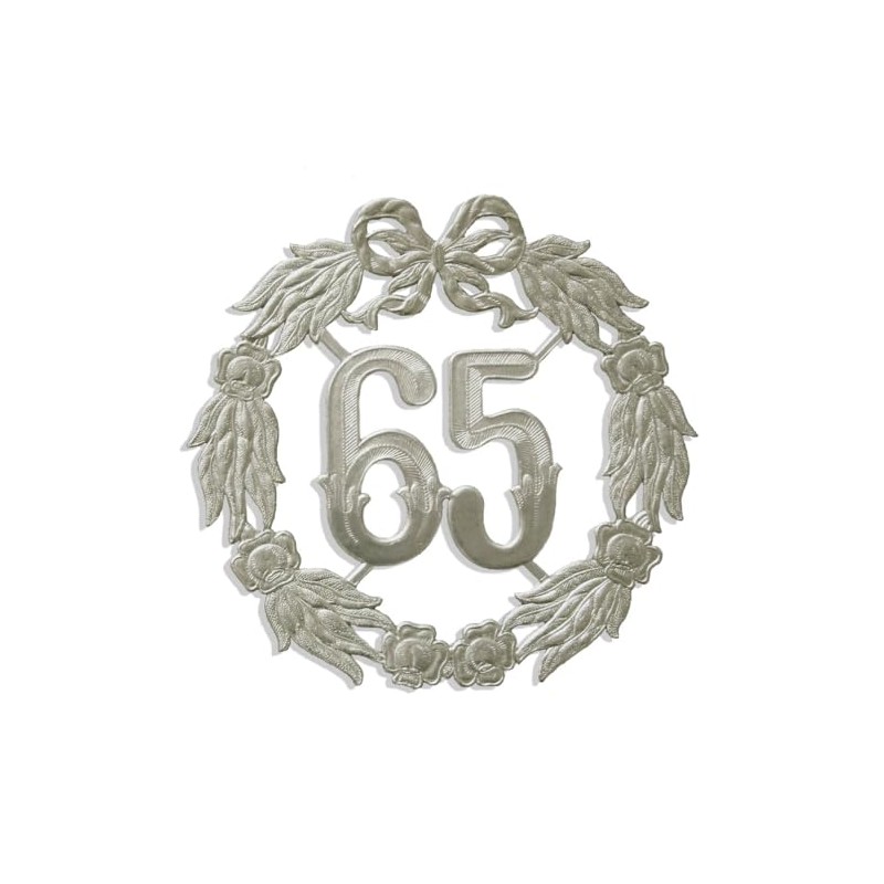Kunze Anniversary Number 65, Diameter 27 cm, Silver, Anniversary Wreath