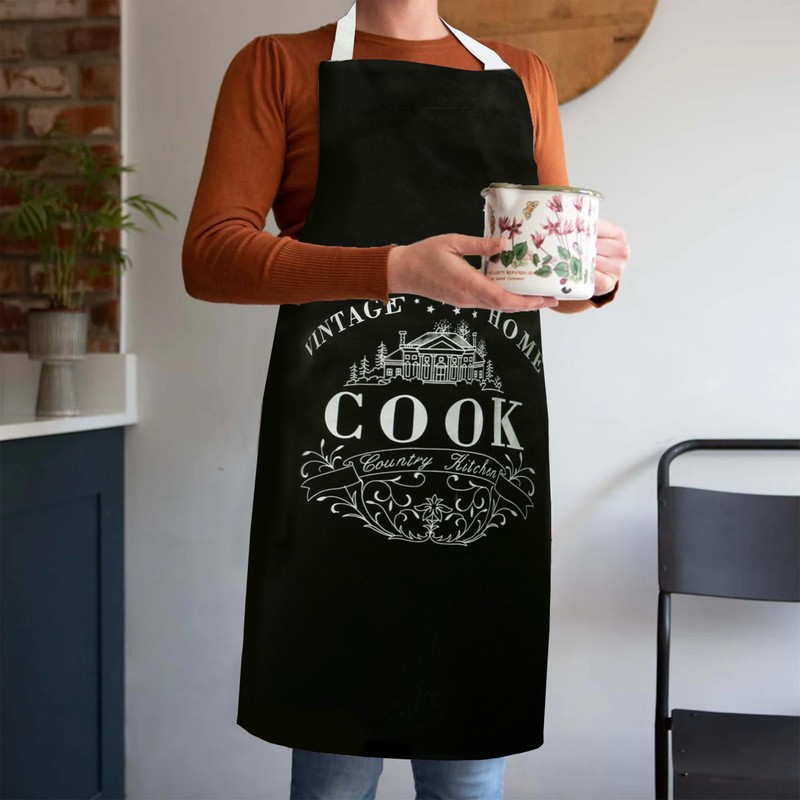 Premier Housewares 5100073 Vintage Home 100% Cotton Apron - Black,