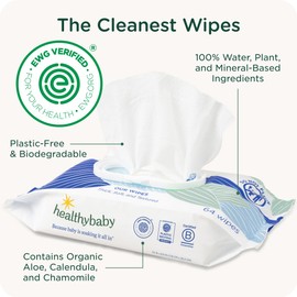 HealthyBaby Our Wet Wipes | EWG Verified Safe | 100% Water & Plant Based | Unscented & Safe for Sensitive Skin | Fragrance Free and Totally Chlorine Free (8 packs, 512 wipes)