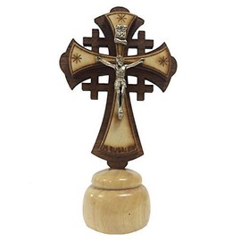 IndiaBigShop Wooden small Jerusalem cross, olive wood. Wall crosses for home, cross for main decoration, lovers,