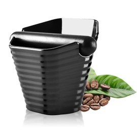 Misazy Coffee Knock Box - 0.6L Coffee Grounds Knock Box, Black Knock Box Coffee Grounds - Barista Collect Recycle Coffee Grounds Accessories