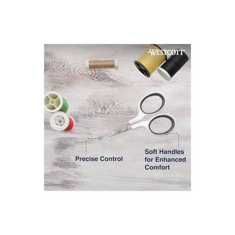 Westcott 16380-001 Tijeras de bordado, blanco/gris