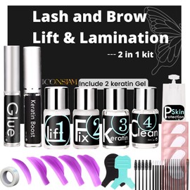 Eyelash Lift and Eyebrow Lamination 2 in 1 Kit Easy DIY 5 Minutes Curl Eyelash Lift Long-Lasting a Month Professional Make Lash and Brow More Volume 6 Weeks