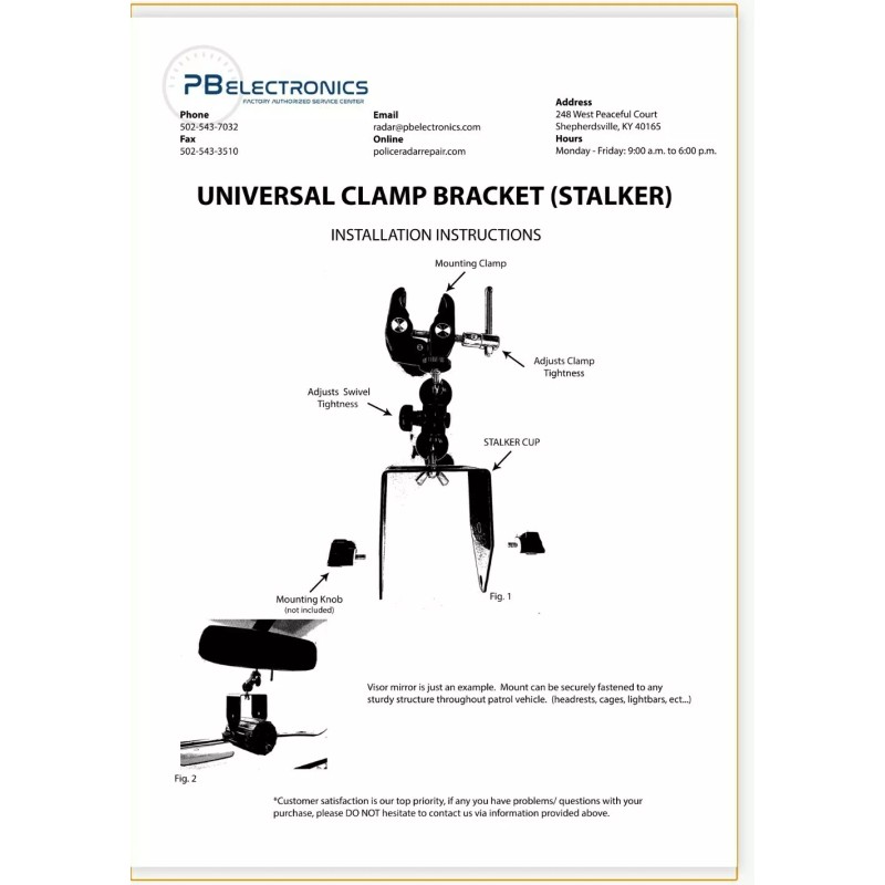 STALKER Clamp-on POLICE RADAR ANTENNA BRACKET Dual DSR DSR 2X