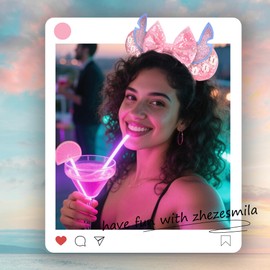 zhezesmila Shiny Mouse Ears Sequin Bow Ears Headband for Women Hair Band Headwear for Princess Costume Theme Birthday Party