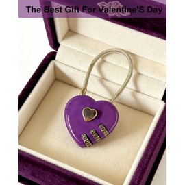 LITAITAI Heart Shaped Password Lock, Purple Love Lock with Combination, Cute Decorative Lock for Luggage, Jewelry Box, Diary, Gift Box - Suitable for Home, Travel, Valentine's Day Gift (2 Pack Purple)