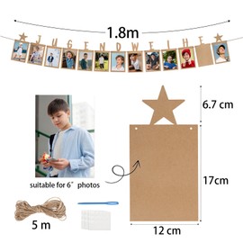 BETESSIN Youth Consecration Decoration Neutral - Original Photo Garland for Youth Consecration - Includes 13 Kraft Paper Cards for Photos from 1 to 13 Years - Hanging Wall Decoration for Boys and