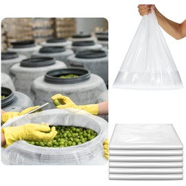 Lewtemi 12 Pack Clear Heavy Duty Plastic Drum Liners Large Thick Food Storage Bag for Vegetable Marinating Brining Lawn Outdoor Industrial Pail Liner 5.5 Mil Bucket Liner (55 Gallon)