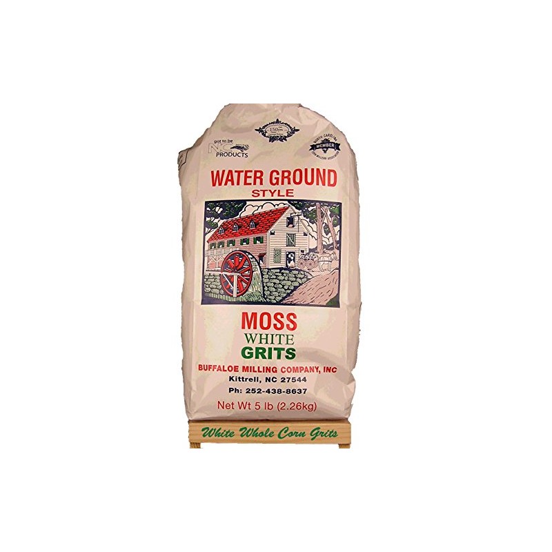 Moss Water Ground White Corn Grits 5 Lbs