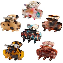 6 pinzas de pelo pequeñas de 1,4 pulgadas, pinzas de garra de tortuga para mujeres y niñas, tamaño pequeño, estampado de leopardo, acrílico, diseño fr