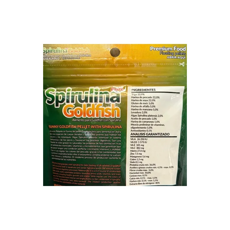 2 Bolsas Alimento Spirulina Goldfish Sunny 90 Grs (sff-08)
