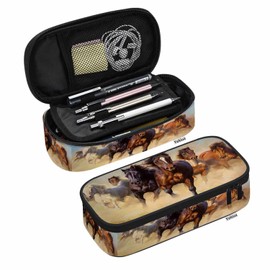 Yekiua Horses Pen Bag Wild Running Horses Desert Sandstorm Large Pencil Case Big Capacity For Teen Boys Girls School Students Pencil Pouch Pencil Holder