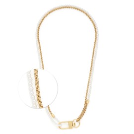 JEWELS BY LEONARDO Lucinda Necklace, Medium Length Chain in Gold-Coloured Stainless Steel, White Imitation Pearls and Eye-catching Clasp, 48 cm Double, 96 cm Single Length, Jewellery Gift, 024329,