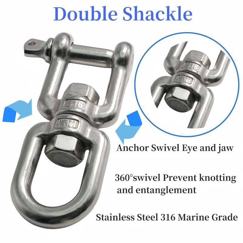 316 Stainless Steel 1/2"(M12) Eye x Jaw Swivel Anchor Swivel