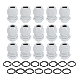 sourcing map 15Pcs PG13.5 Nylon Cable Glands, Waterproof Cord Grip Connector with Washer, Adjustable Wire Grommet Protectors with Gaskets and Locknut for Junction Box, White