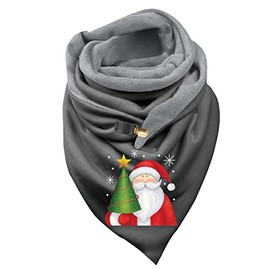 TYTUOO Women'S Retro Bohemian Scarf Headscarf Triangle Scarf Winter Warm Christmas Printed Scarf Stretchy Scarves (Grey, One Size)