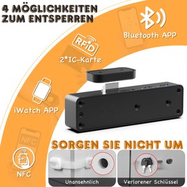Anweller Smart Drawer Lock, Electronic Cabinet Lock, Furniture Lock with App, NFC Lock, Letterbox Lock, Child Safety Cabinet for Cupboard, Drawer, Box, Lockers, Black