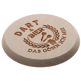 Spruchreif Coasters for Drinks Wooden Coasters for Drinking Glasses 2-in-1 Coaster and Lid Funny Gift for Dart Fans Darts Gift Idea Darts
