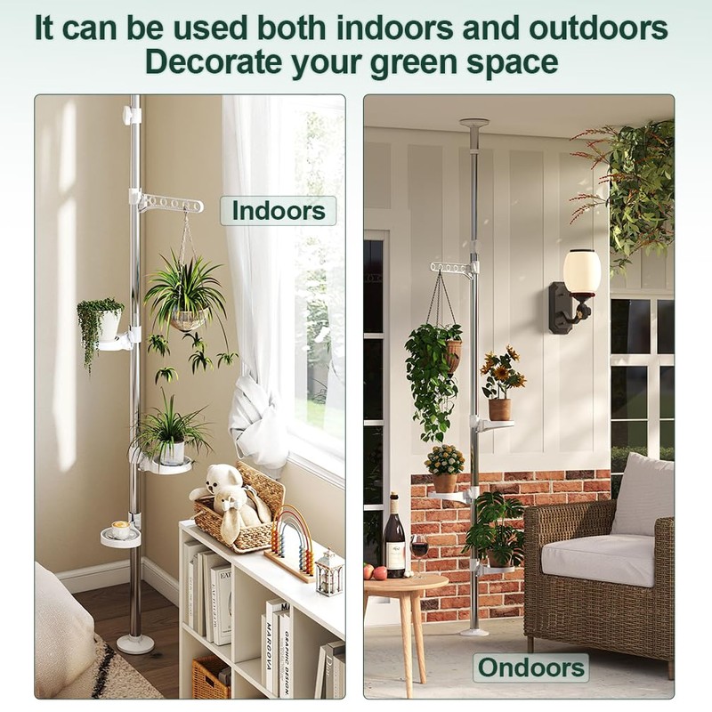Hershii 4-Tier Indoor Plant Stand Tension Pole Corner Standing Shelf