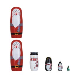 Creative Co-Op Wood Holiday Icon Nesting Dolls, Multicolor, Set of 5