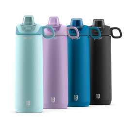 Pogo Active Stainless Steel Insulated Water Bottle with Leak Proof Straw Lid, 18oz, Frost