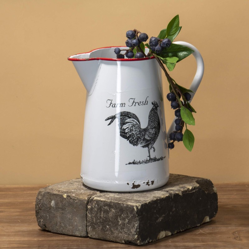 Foreside Home and Garden Enamel Rooster Pitcher