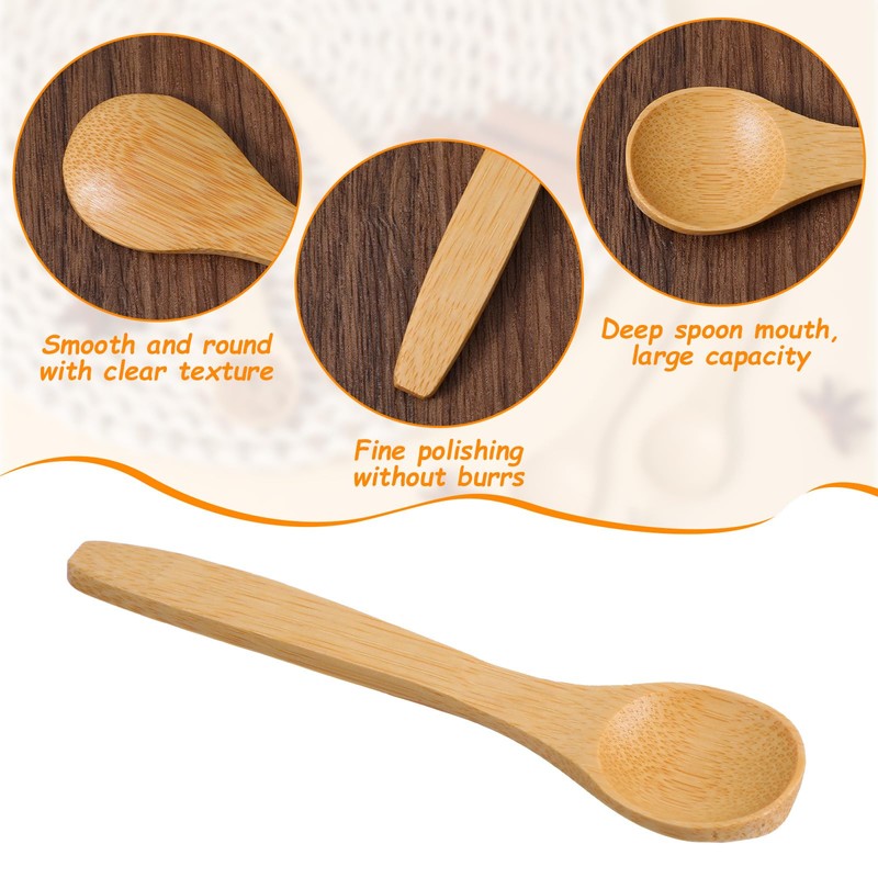 6PCS Small Wooden Spoons - Shimmeroo 5 Inch Resistant Bamboo