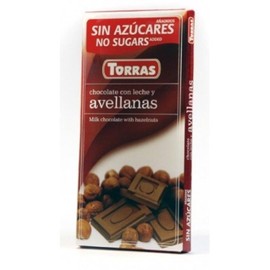 Torras Schokolade ohne Zuckerzusatz, Schokolade ohne Zuckerzusatz, Haselnussschokolade, Tafel (75g)