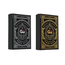 Generic GGPOKER Card Deck 100% Plastic Playing Cards, 2-Deck Poker Card Set, Bridge Size, Superior Flexibility and Durability, Professional Playing Cards for Texas Hold’em Poker (Black & Gold)