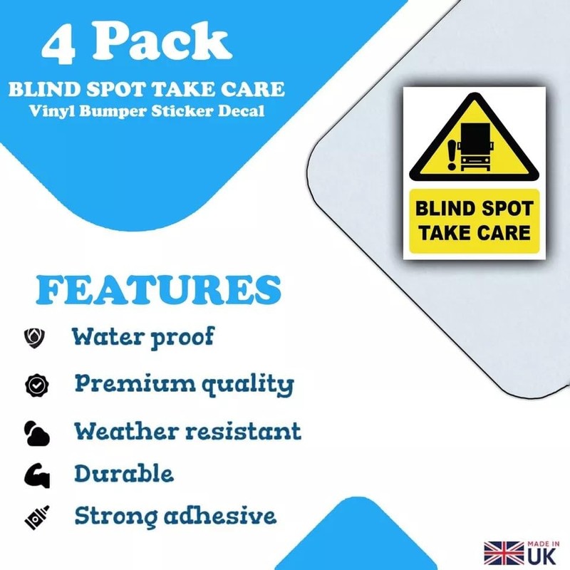 4-Pack - Blind Spot Take Care Vinyl Bumper Stickers -