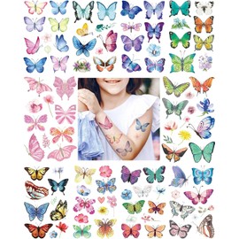 Butterfly Tattoos for Kids 10 Sheets, Colorful Temporary Tattoos for Girl,Waterproof Butterfly Tattoo Stickers for Kids Adults Party Bag Fillers,Gifts for Girls Makeup Birthday Party Carnival