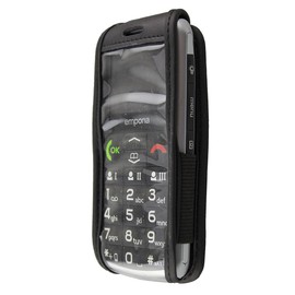 caseroxx Leather Case with Belt Clip for Emporia Classic Made of Real Leather with Belt Clip and Viewing Window in Black