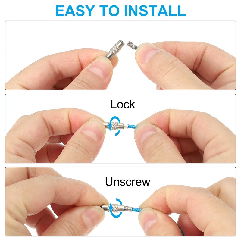 [PATIKIL] 12pcs 3.9" Length Wire Keychain Cable Stainless Steel Key