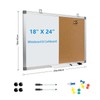 Combination Writeboard 24"x 18" Magnetic Whiteboard & Cork Board Aluminium